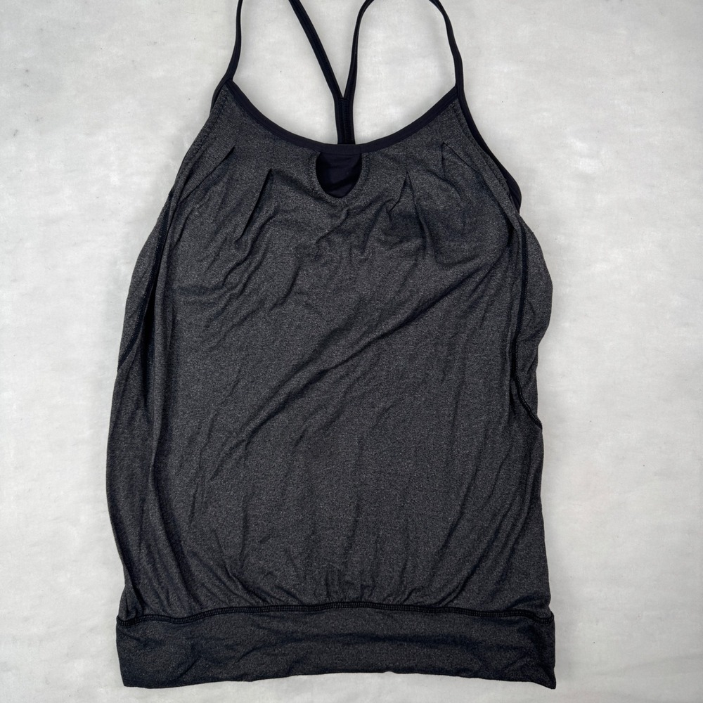 Lululemon No Limits Tank Top Size 6 Charcoal Heathered Yoga Activewear Womens